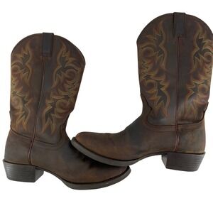 Justin Boots Men's 1.5 D Brown Leather Western Stitching Cowboy Round Toe 2551